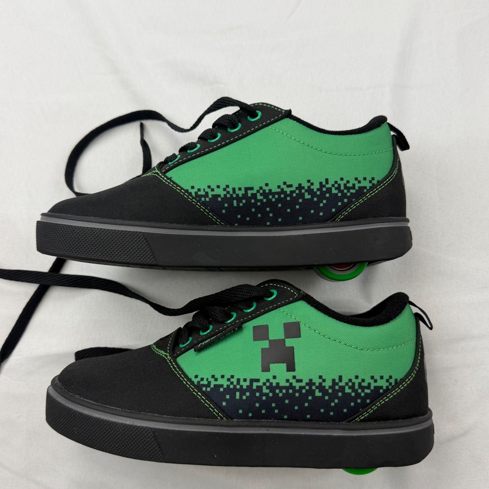 Heelys Minecraft Pro 20 Kids Size 3 Green Black Creeper Skate Shoes‎ 10542